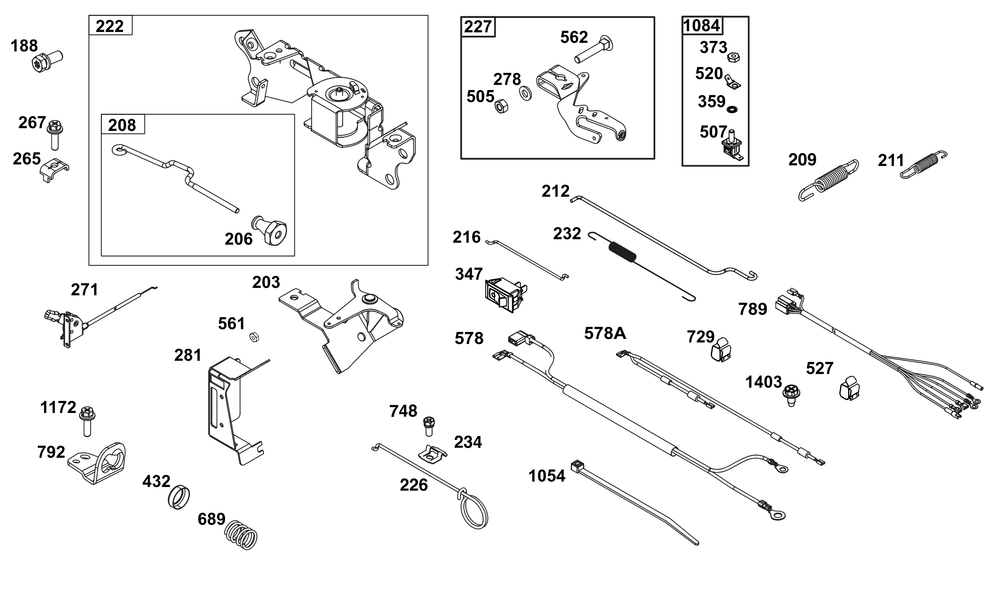 Controls Group Diagram and Parts List for 305442-0617-H5 200000 - 399999 Briggs and Stratton Engine
